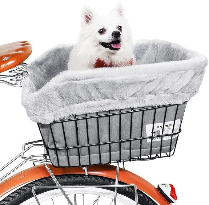 Bicycle Basket Liner for Pets Soft Inside with Durable Canvas Gray