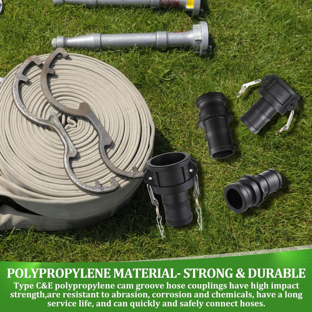 2 Sets 2 Inch Type C & E Polypropylene Camlock Hose Fitting Kit Industrial