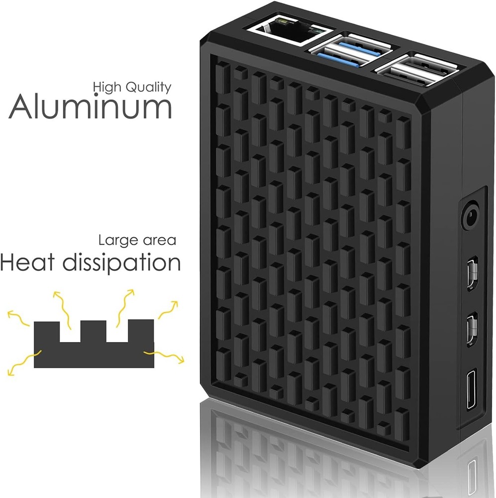 Raspberry Pi 4 Case, Aluminiun Raspberry Pi Case Passive Cooling with Heatsin...