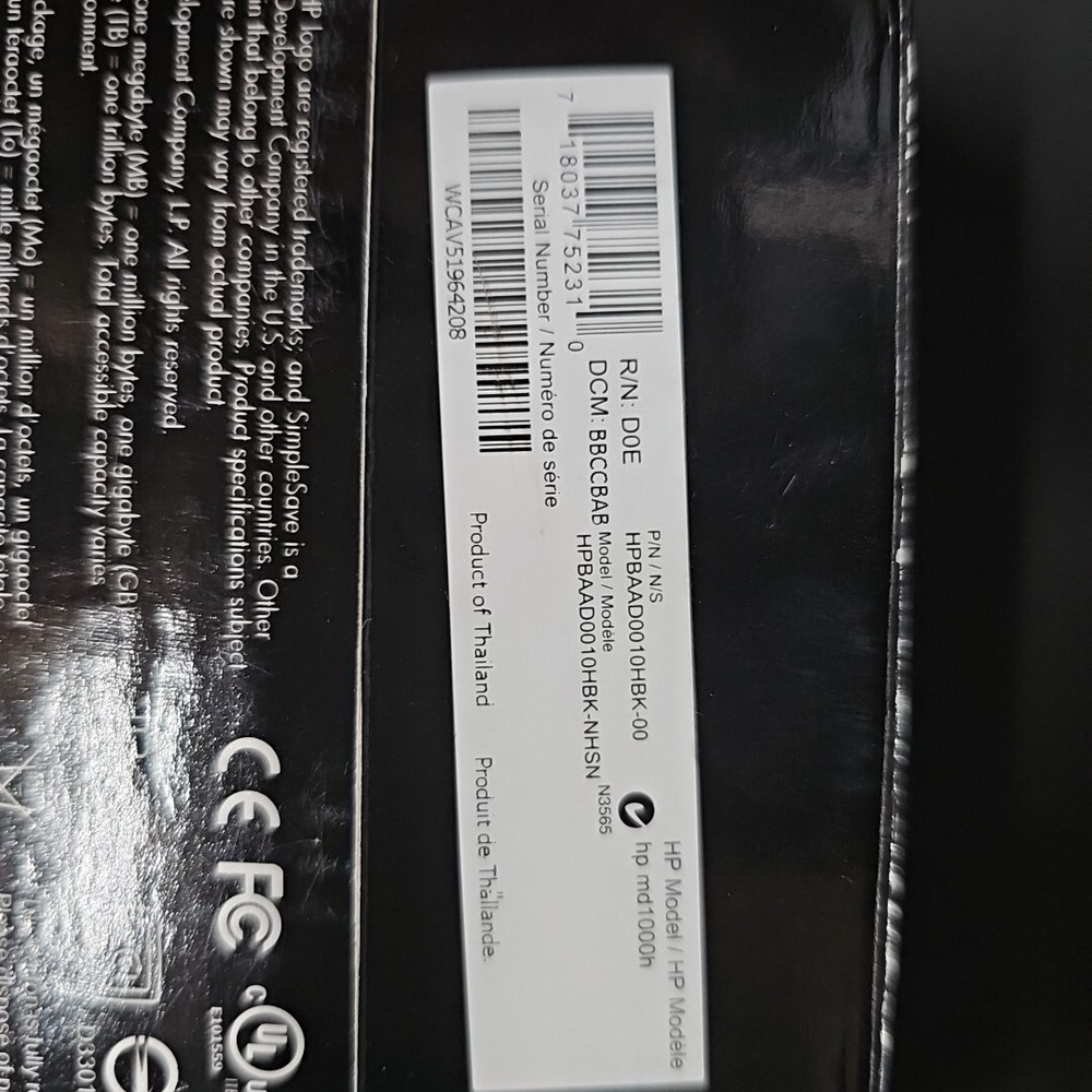 HP SimpleSave 1TB External USB 2.0 Back Up md1000h