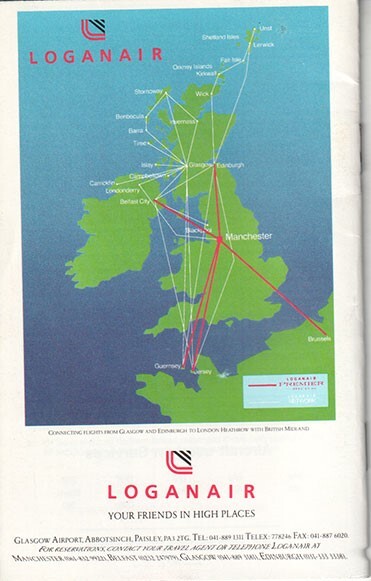 Loganair timetable 1990/03/25 2nd edition