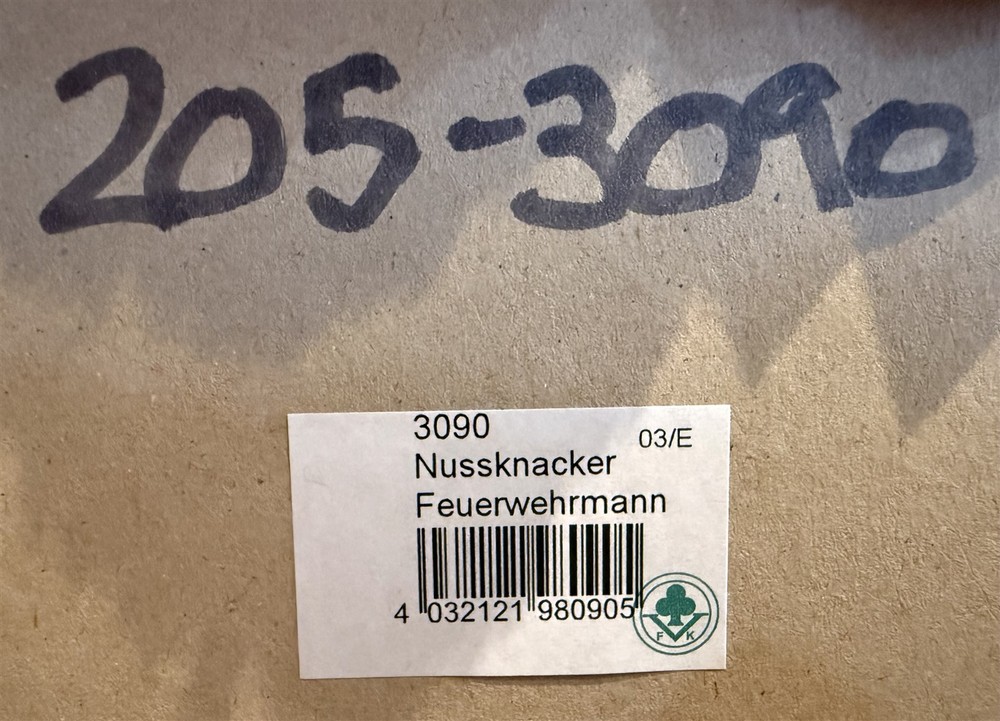 German Handmade FIREMAN NUTCRACKER Figure MIB