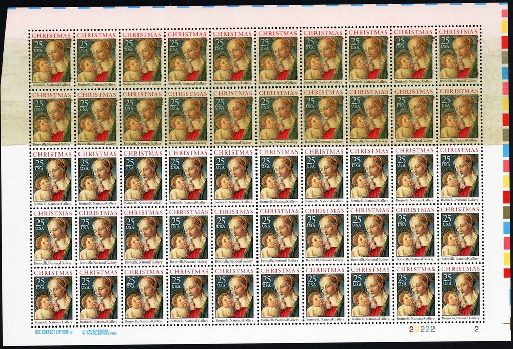 2399, Mint NH 25¢ Nice Solvent Smear On Top Two Rows Error - Stuart Katz