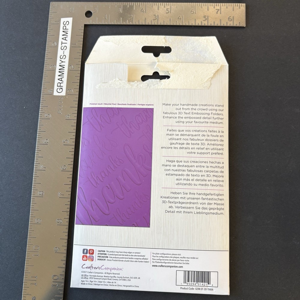 Gemini Thanks 5x7in 3D Slanted Script Embossing Folder GEM-EF-3D-THAN