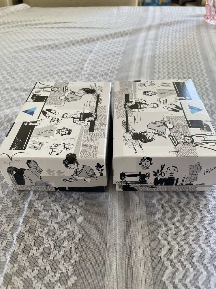 2 Small Decorative Boxes Black White Decor Creative Office Organizing Craft 5x4”