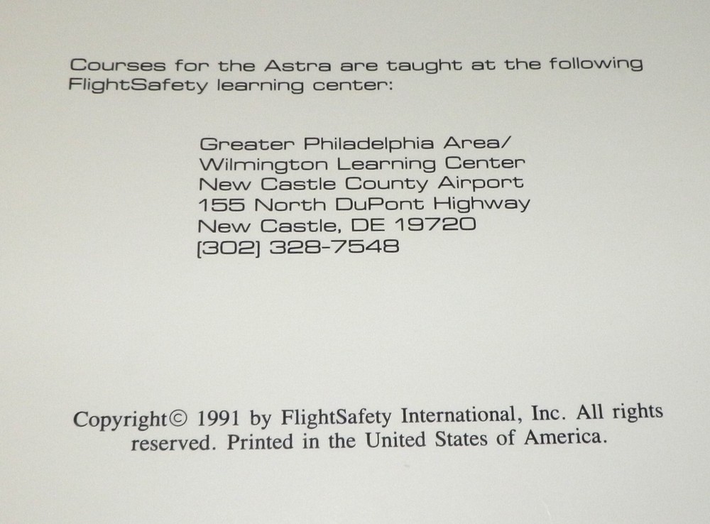 Flight Safety Astra Maintenance Schematic Manual 1991