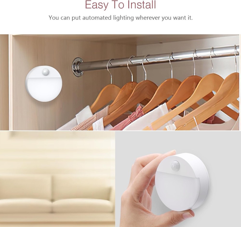 Motion Sensor Light 4 Pack Motion Sensor Night Light Battery Operated Closet ...