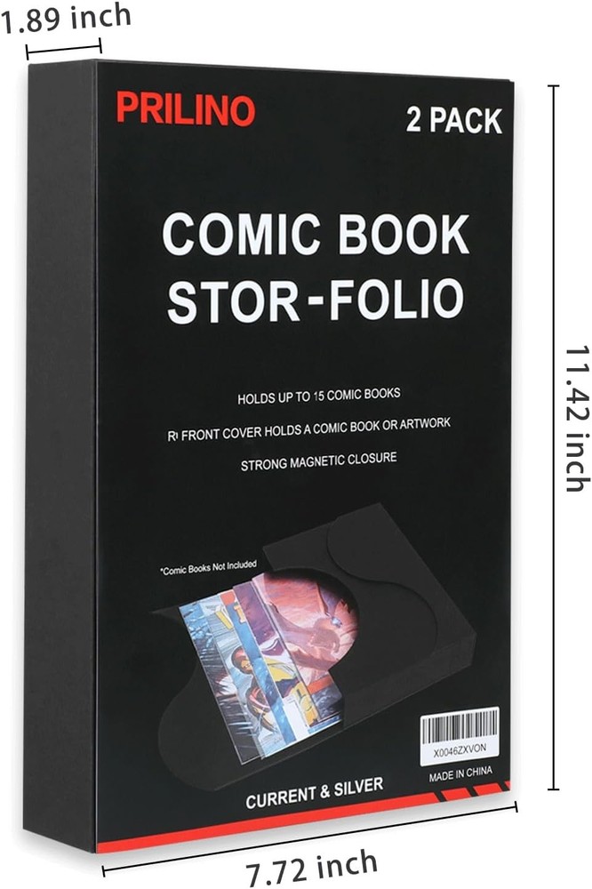 2-Pack Black Comic Book Stor-Folio - Storage Box for Current and Silver Age Comi