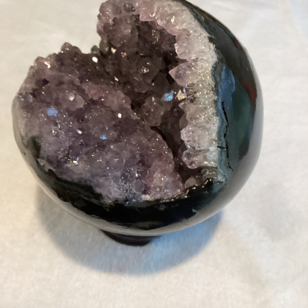 Pac-Man Amethyst Geode Crystal Polished Sphere2.73 lbs for Display