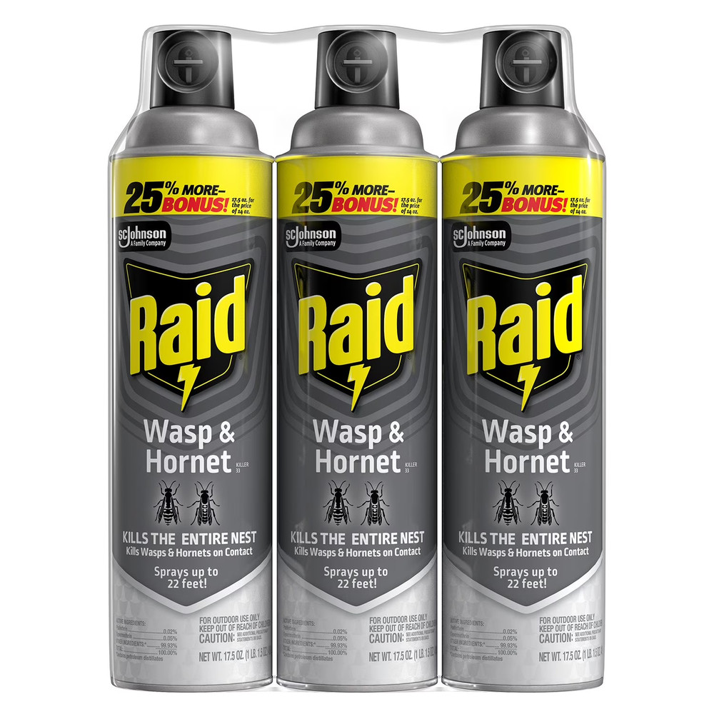 Pack of 3x Raid Killer 33 Wasp & Hornet Spray, 14 Oz.