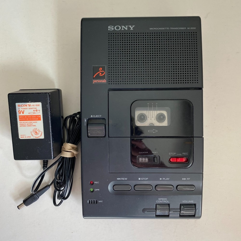 Sony Microcassette Transcriber M-2000 w/AC Power Adaptor Needs Work