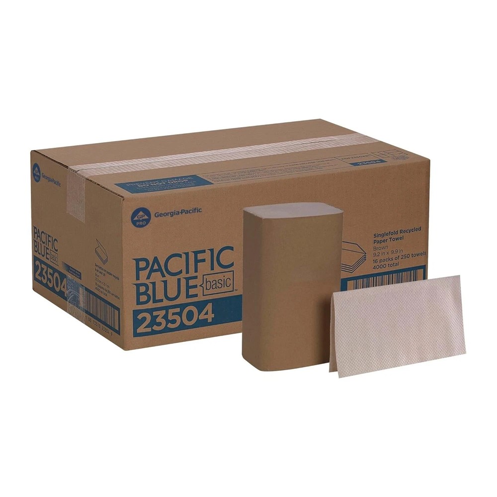 Pacific Blue Basic S-Fold Paper Towels 23504 Brown Recycled 250 Sheets Bulk