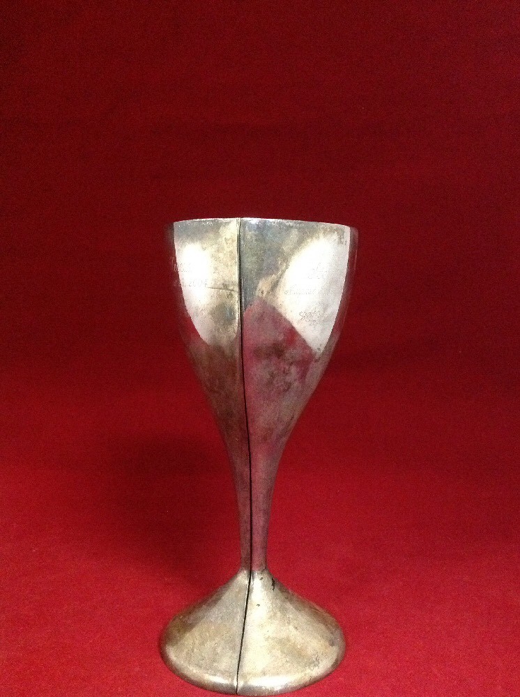 His & Her Silver Plated Inscribed Toasting Cups Z3 AM