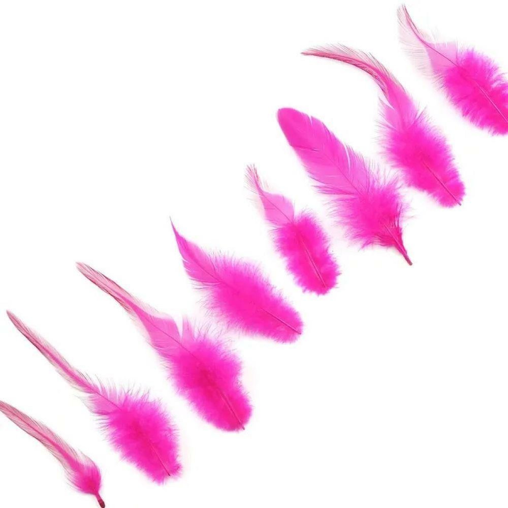 Rooster Saddle Hackle Feathers - Loose - Pink - 150 Pcs.