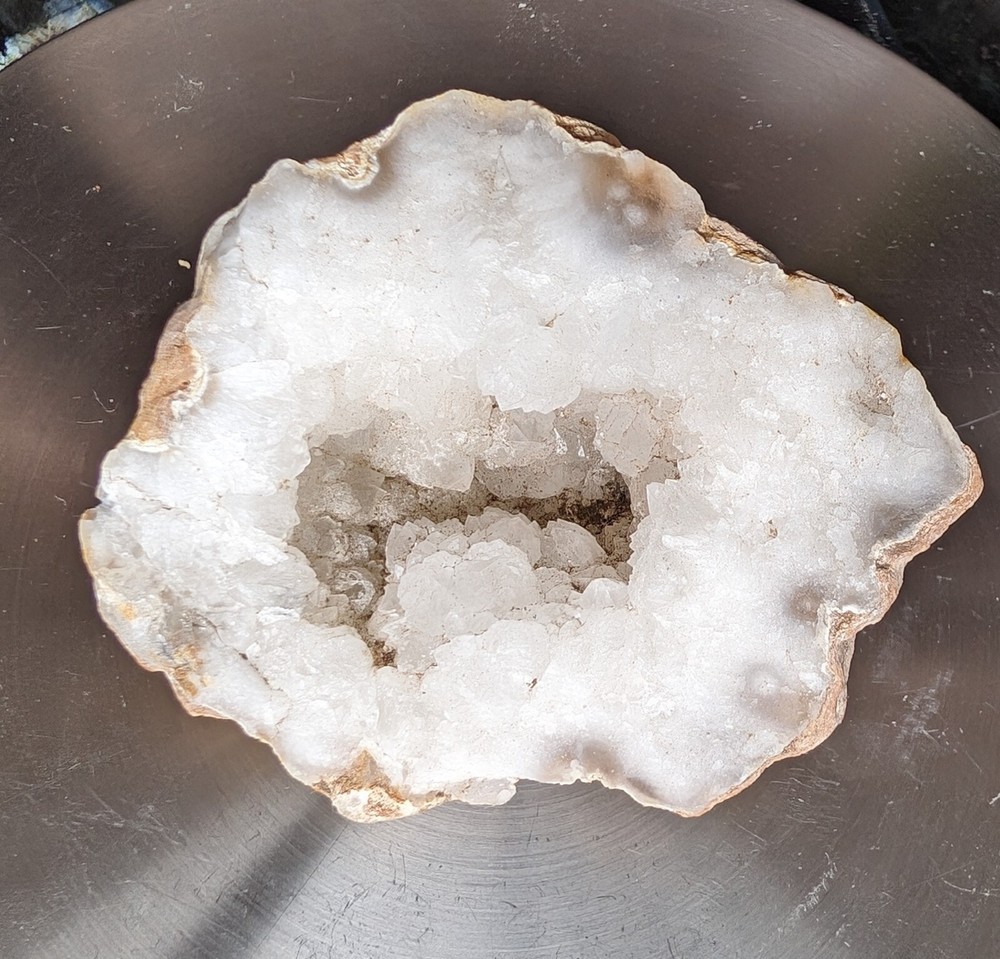 White quartz geode crystal mineral from Morocco