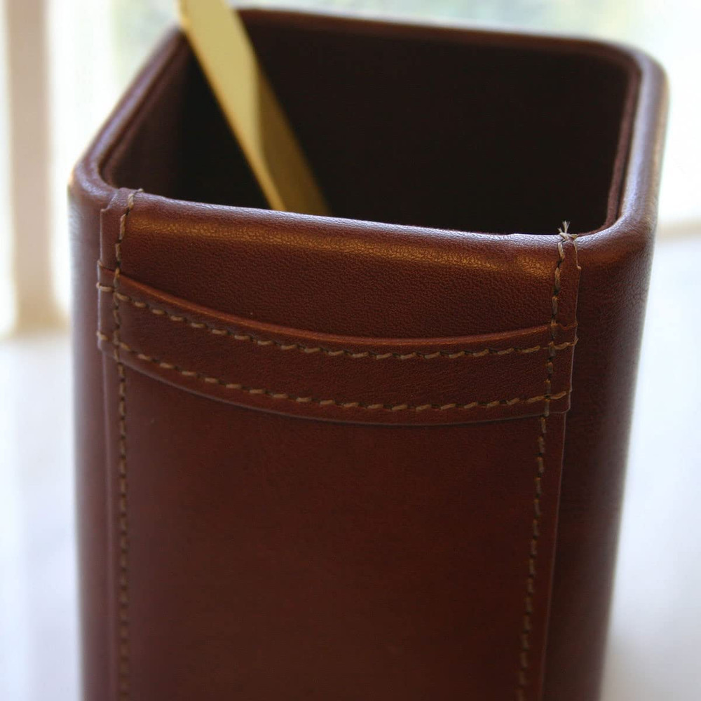 Mocha Leather Pencil Cup