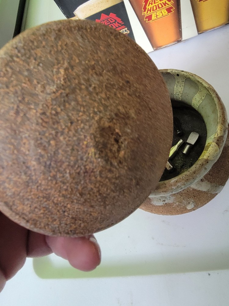 Hand Made Pottery Jar With Lid Brown Clay