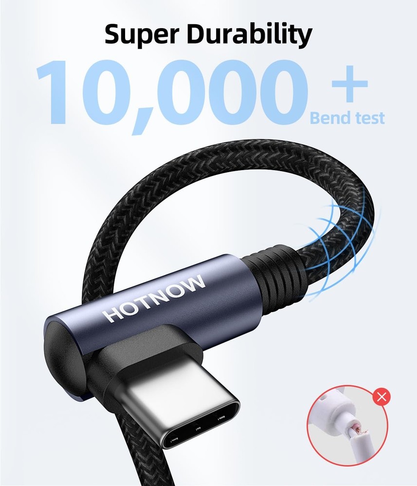 HOTNOW Right Angle USB C to C Cable 0.5FT 0.5FT, Black(Both Angle)