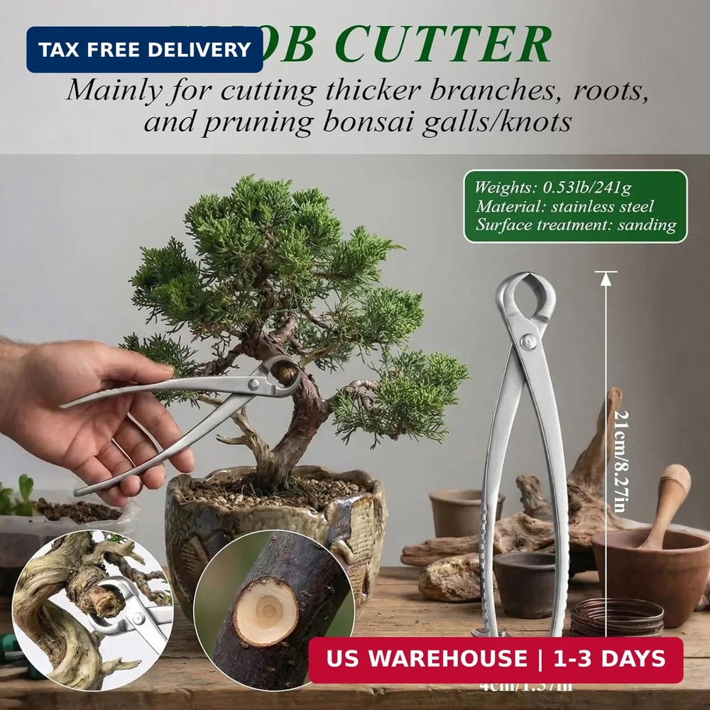 Bonsai Tools Set, 3-Piece Bonsai Tree Tools - Includes Knob Cutter, Concave Cutt