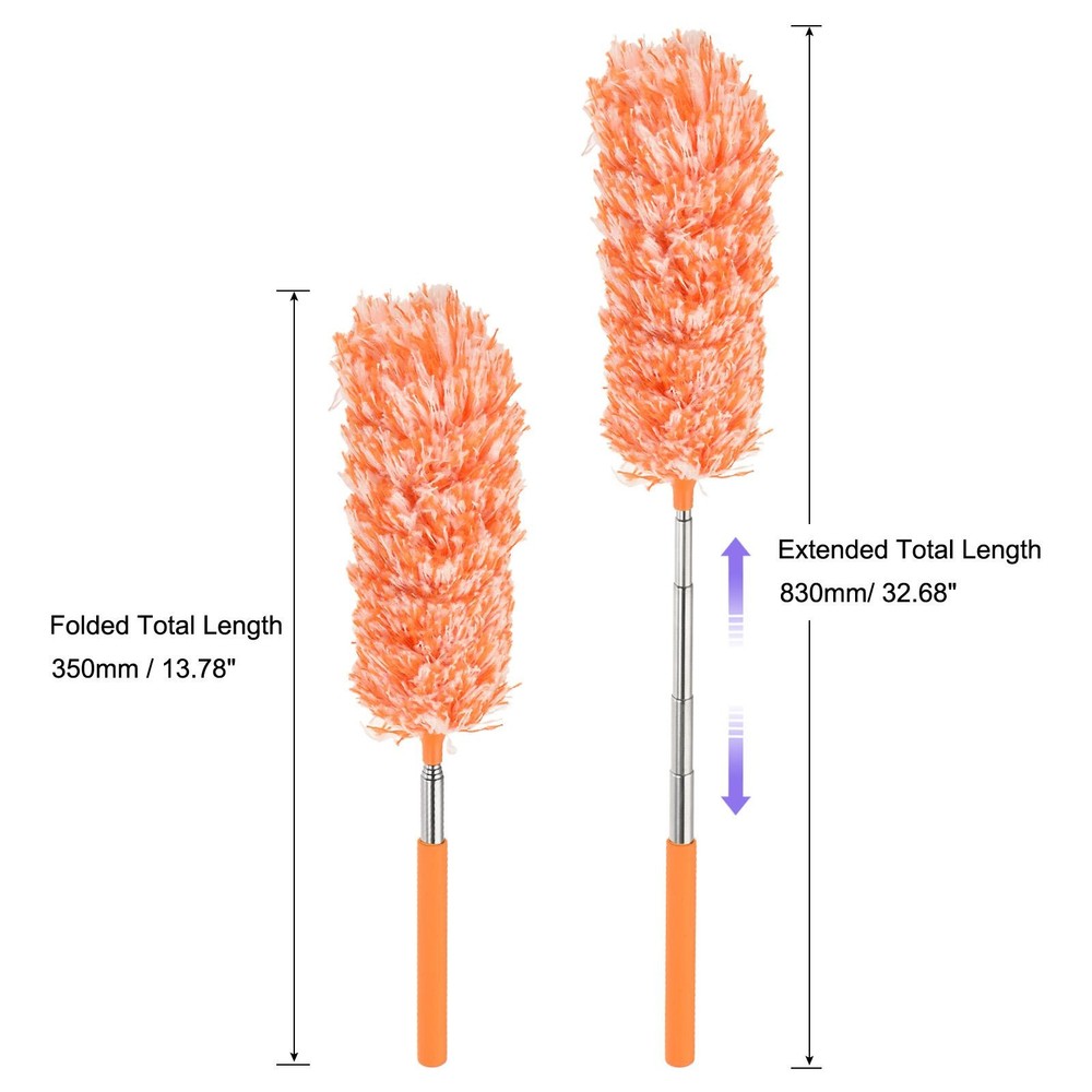 Microfiber Duster 13.8-32.7 Inch Extendable Dust Brush, Orange