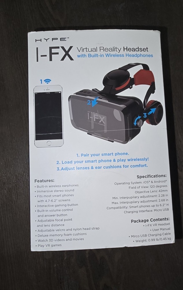 Bluetooth Virtual Reality VR Headset With Wireless Headphones