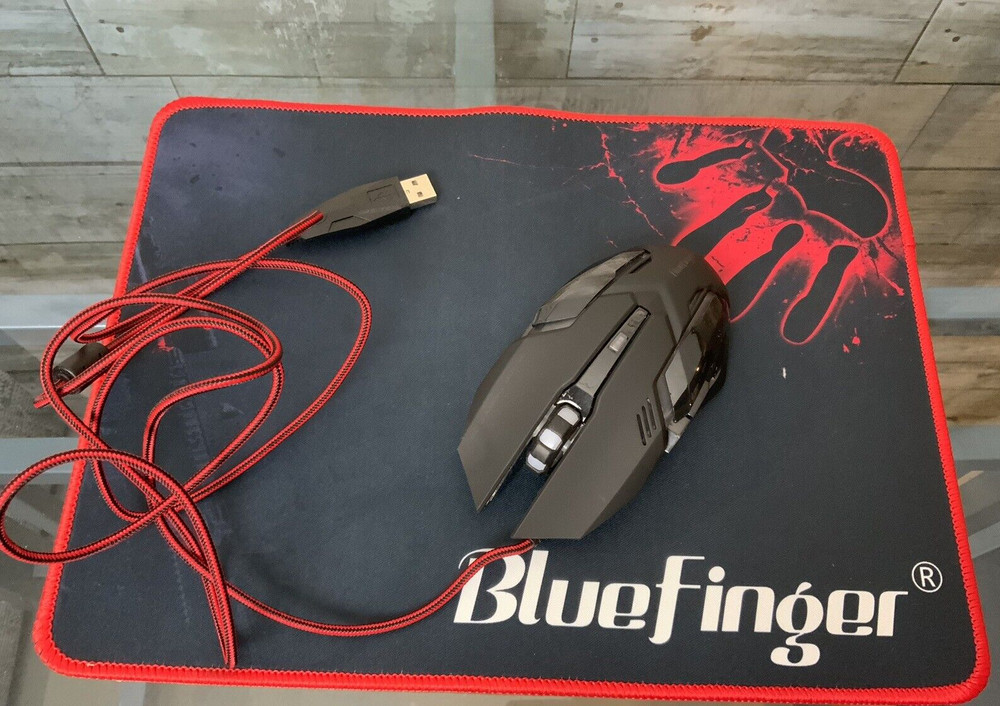 BlueFinger Gaming Computer Mouse and Mouse Pad USB Wired 11.8"x9.8" Pad