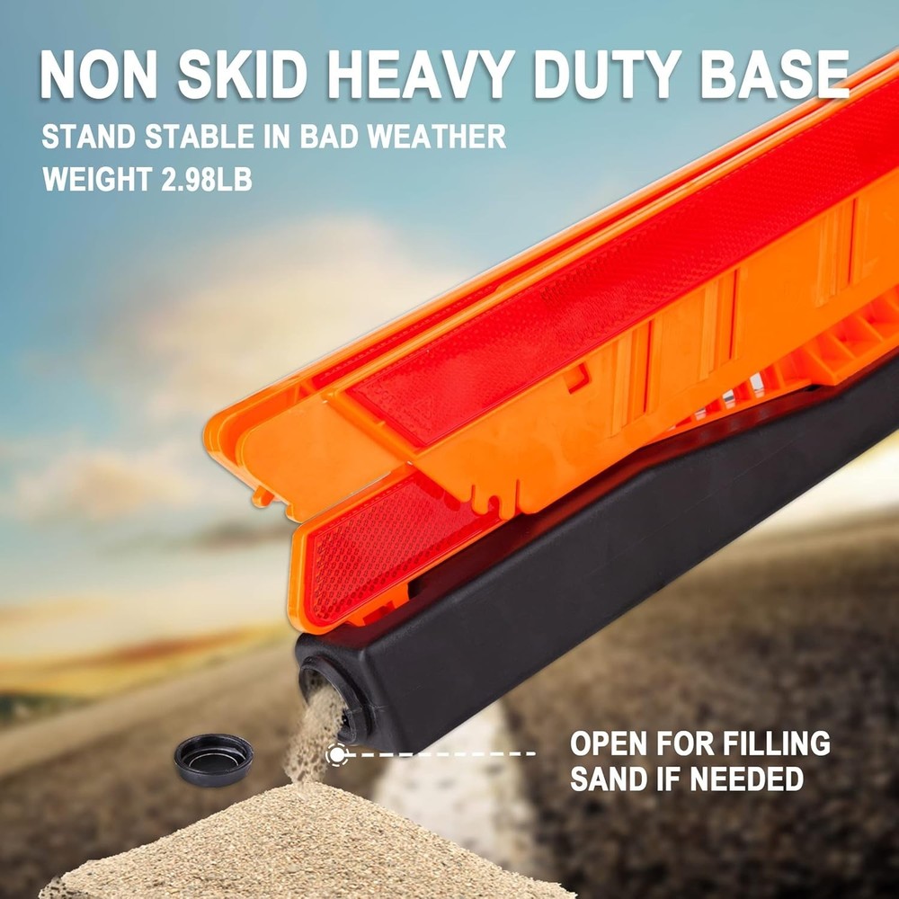 Reflective Emergency Triangle Kit 3-Pack - Easy Setup, High Visibility, Durable