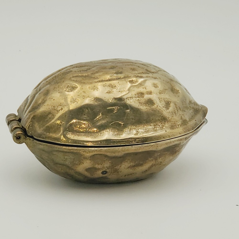 Vintage Heavy Brass Nutcracker Walnut Shaped Box Nut Cracker 1950’s