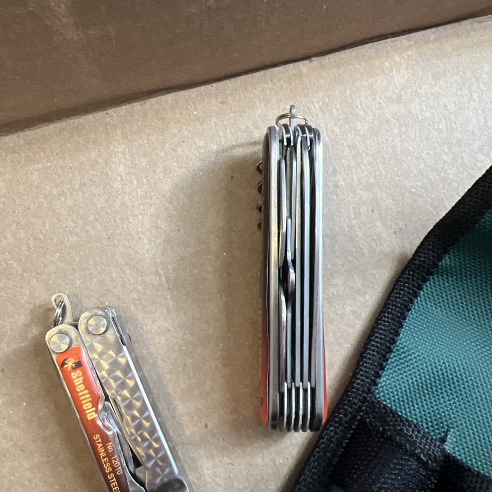 Sheffield Multi Tool pocket knife Flash Light Carrying Pouch Belt Loop