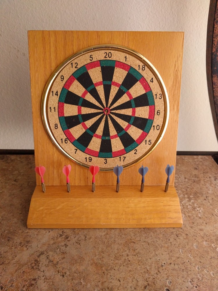 Miniature Desktop Dart Board Set 8" x 7.25"
