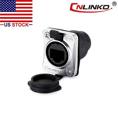 Ethernet Connector RJ45 Socket Panel Mount Receptacles Waterproof IP67 Fast Data