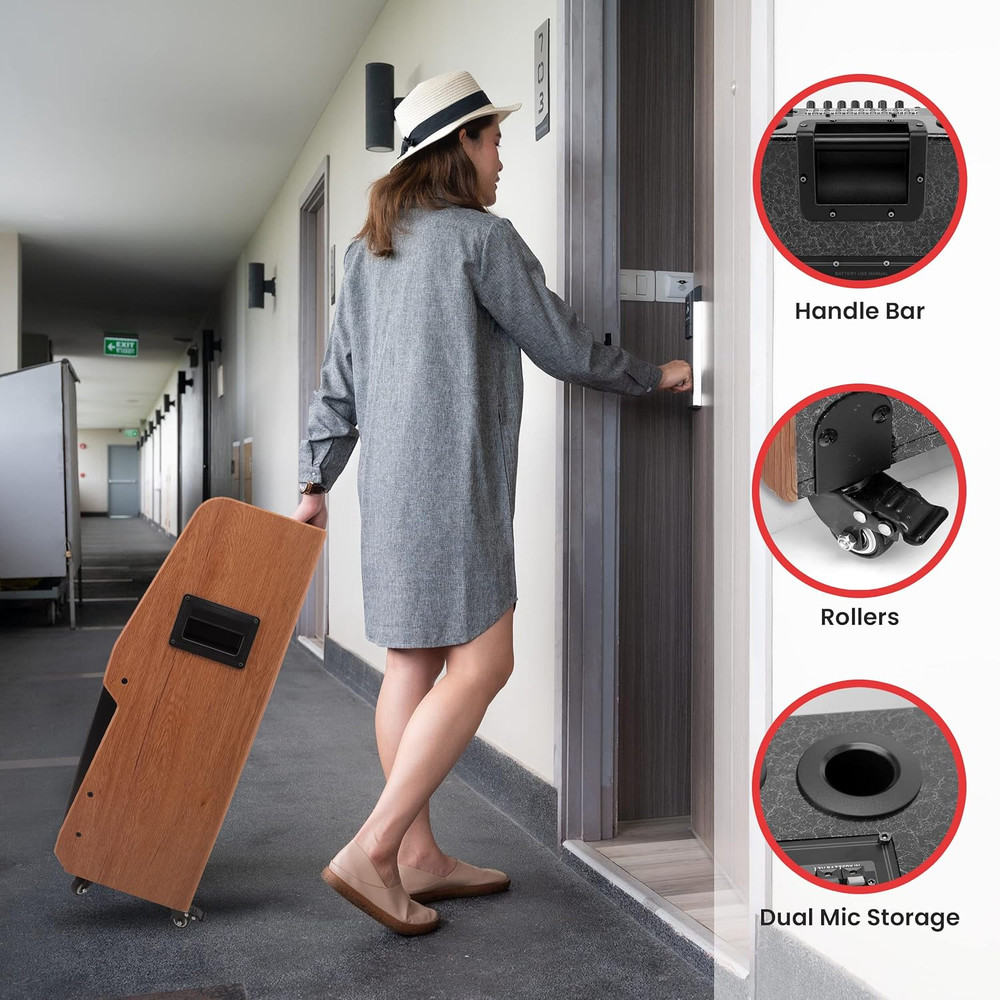 Wireless Karaoke Machine with Touch Screen, Mic, Wheels & Multi-Device Support