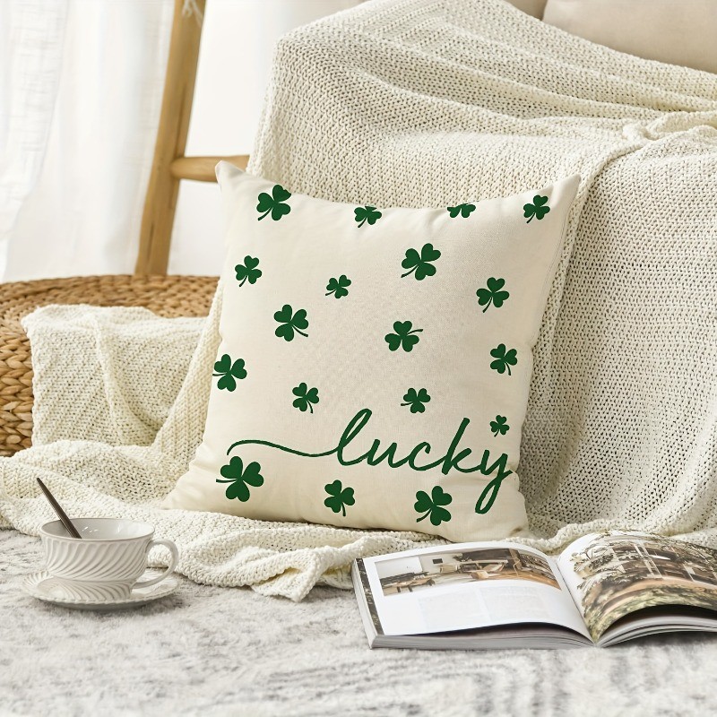 2D Pillow CaseLucky Clover St. Patrick's Day Pillowcase Modern Style
