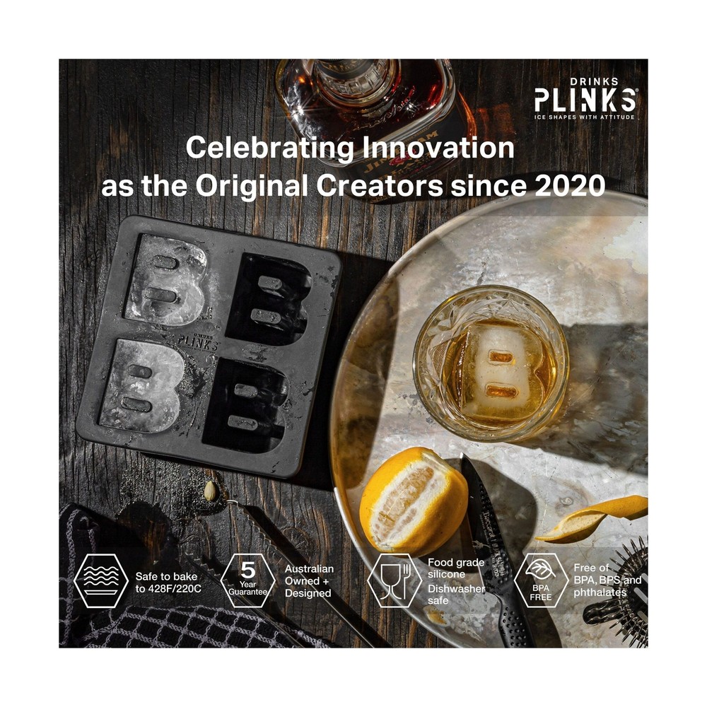 DrinksPlinks Letter B Ice Cube Mold - Custom Silicone Bourbon Ice C... Fast Ship