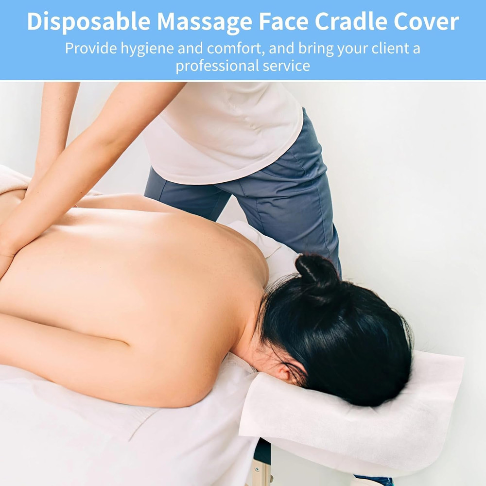 100PCS Disposable Face Cradle Covers, Disposable Massage Headrest Cover, Sing...