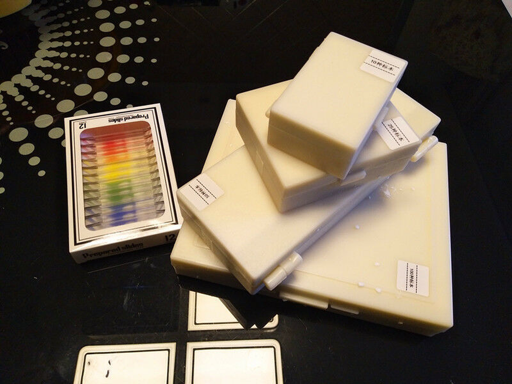 Prepared Microscope Slides Specimen Glass Set with Plastic Storage Box & Label