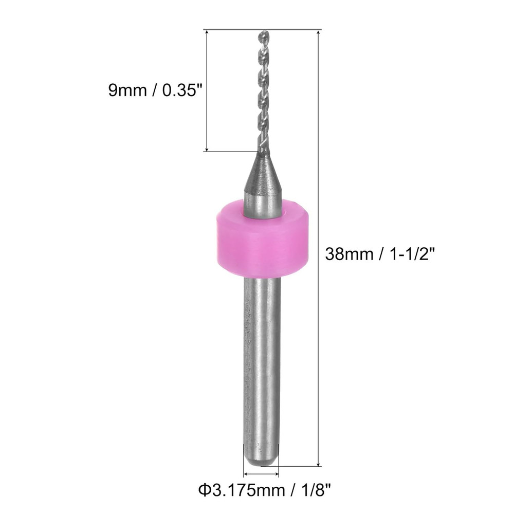 Micro PCB Drill Bit Set, 1/8" Shank 0.1mm-2mm Solid Tungsten Carbide CNC Engravi