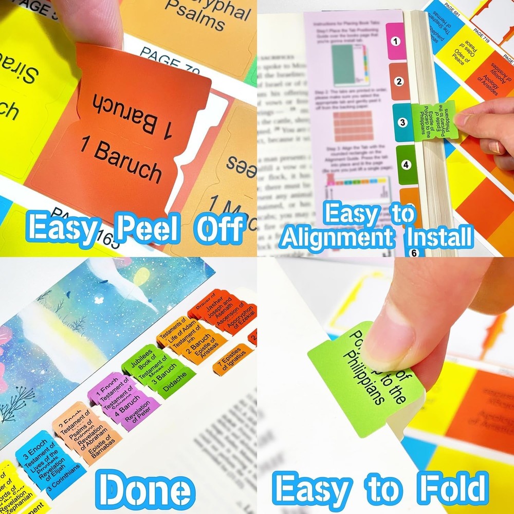 Index Tabs for The Complete 100-Book Apocrypha,2024 Edition 72 Color Coded...