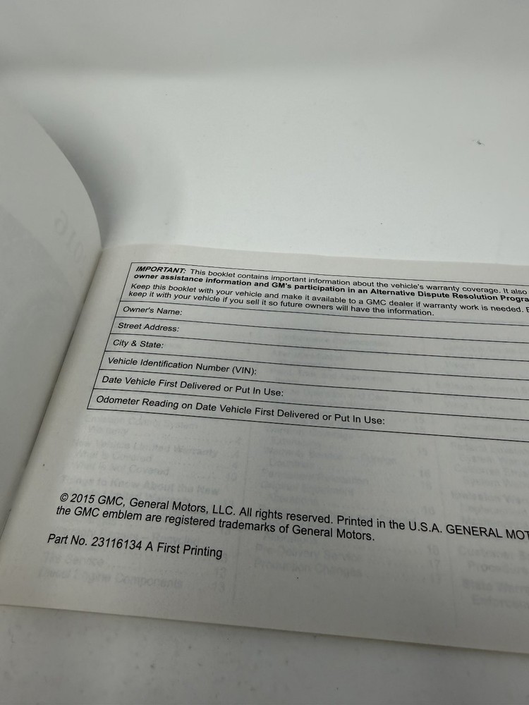 2016 GMC Acadia Owners Manual OEM Set