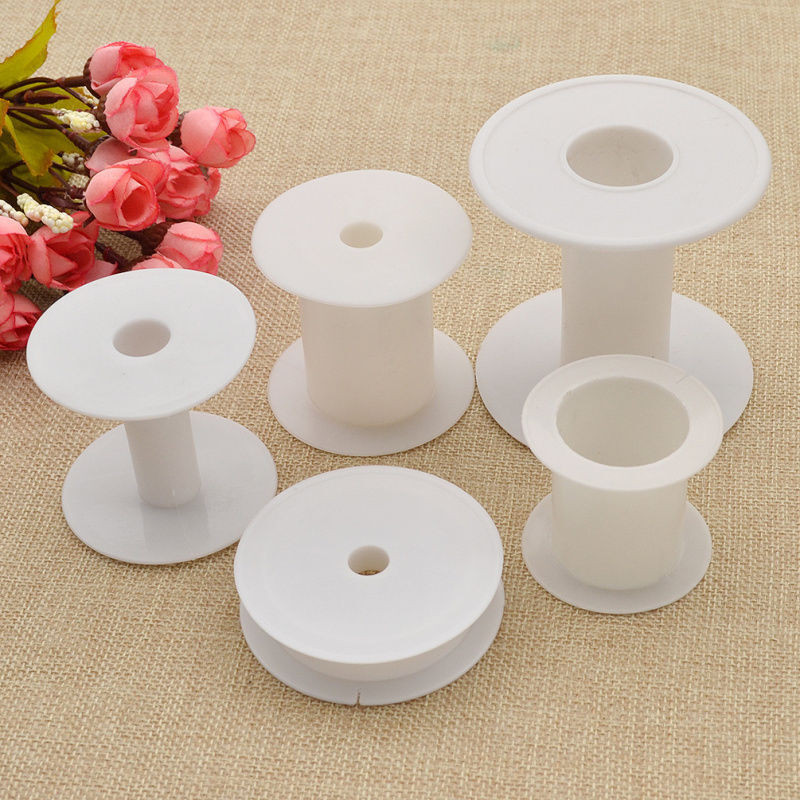 5pcs Plastic Empty Wire Thread Cord Spools Thread Bobbins White Making