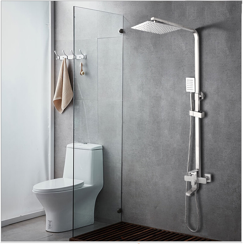 Rainfall Bathroom Shower System Faucet Set Wall Mounted Mixer Water Tap