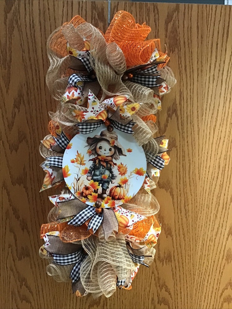 Fall Swag with Pumpkins Handmade Custom Wreath