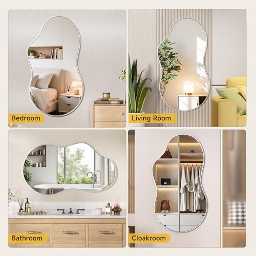 Irregular Wall Mirror - 20"x35" Irregular Abstract Mirror 35"L x 20"W Silver