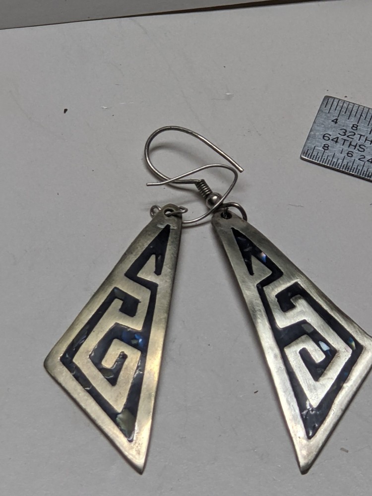 Sterling Silver Overlay Design Dangle earrings Vintage