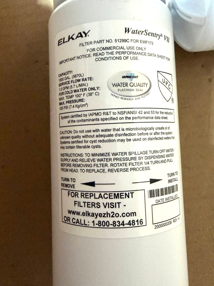Lot of 2 Elkay 51299C WaterSentry VII Replacement Filter