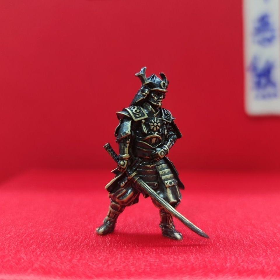Black Solid Bronze Slash Samurai Ancient Soldier Statue Ornaments Handicraft