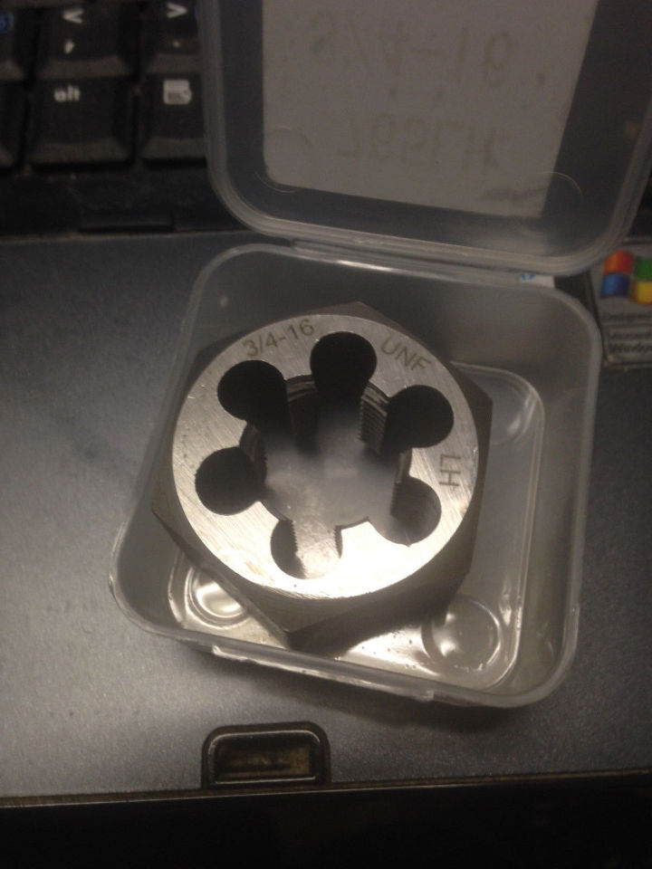 3/4"-16 LEFT HAND CARBON STEEL HEXAGONAL RE-THREADING DIE