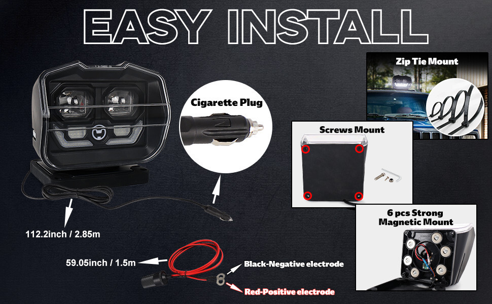 60W MOVOTOR Wireless Remote Control 360° Rotating Searchlight