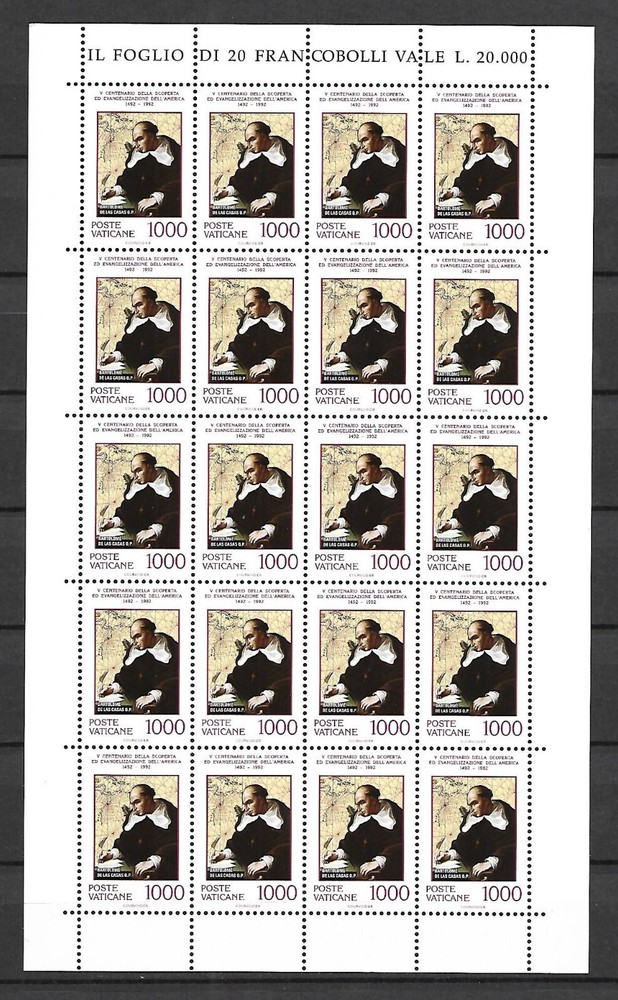 (FS266) Vatican 1992 Columbus   Full Sheets MNH