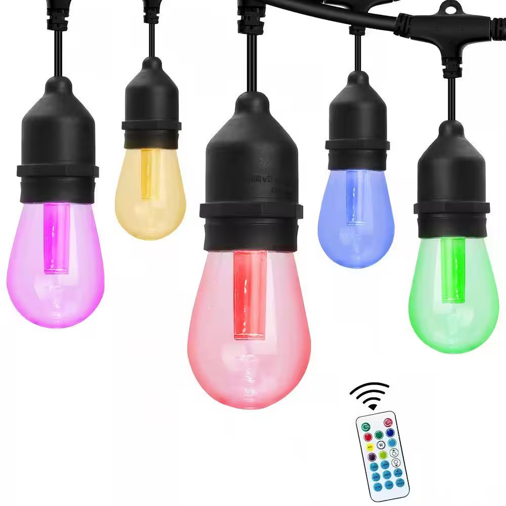 24 Bulbs 48 Ft. Indoor/Outdoor Plug-In Color Changing LED Edison String-Light